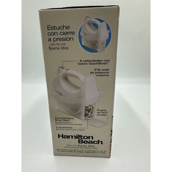 NIB Hamilton Beach 6 Speed Hand Mixer Quick Burst Storage Case White 3 attachmen - Picture 4 of 6